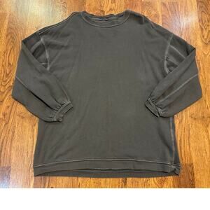 Aerie Women's Oversized Distressed Look Pullover Sweatshirt Gray Size Large